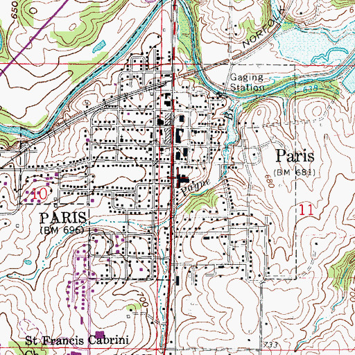 Topographic Map of Paris Junior High School, MO