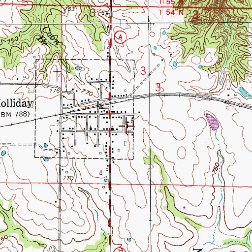 Topographic Map of Holliday Elementary School, MO