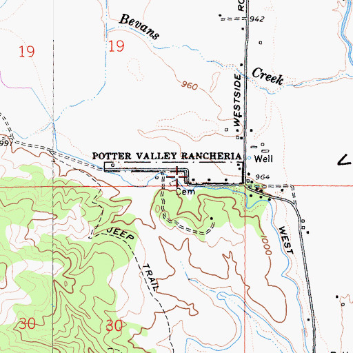 Topographic Map of Potter Valley Rancheria, CA