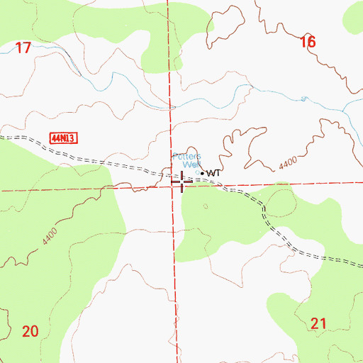 Topographic Map of Potters Well, CA