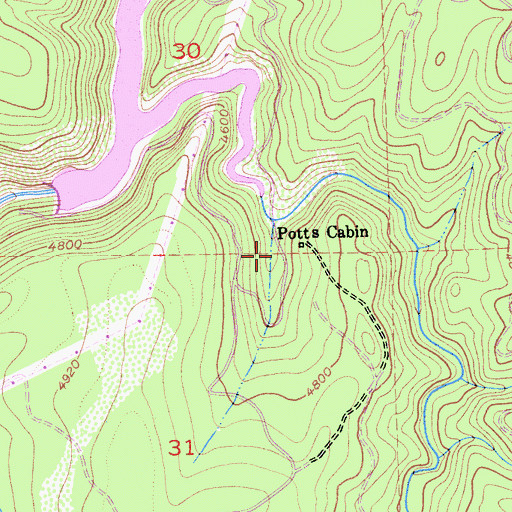 Topographic Map of Potts Cabin, CA