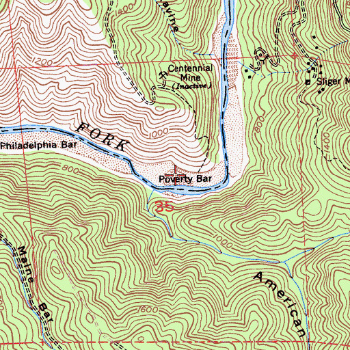 Topographic Map of Poverty Bar, CA