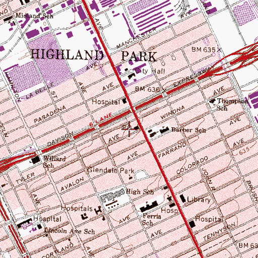 Topographic Map of Highland Post Office (historical), MI