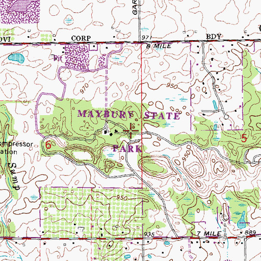 Topographic Map of Maybury State Park, MI