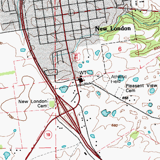 Topographic Map of New London Elementary School, MO