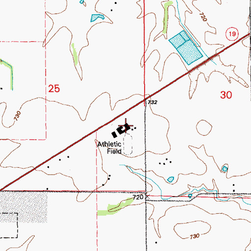 Topographic Map of Mark Twain High School, MO