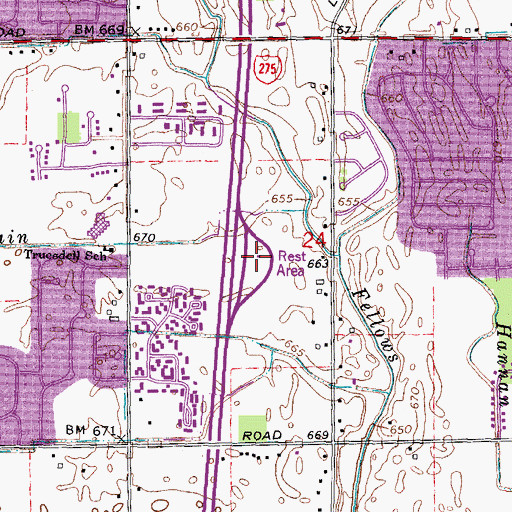 Topographic Map of Westland Rest Area, MI