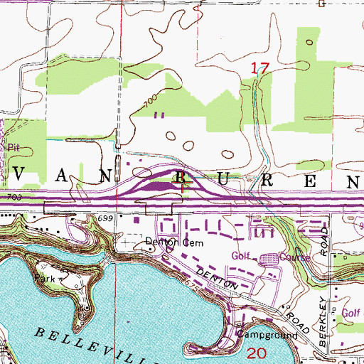 Topographic Map of Belleville Rest Area, MI