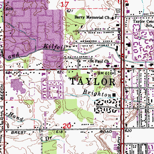 Topographic Map of Taylor Post Office, MI