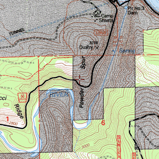 Topographic Map of Powder Spur, CA