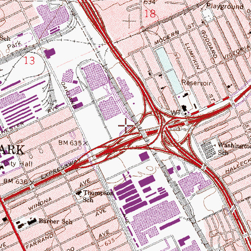 Topographic Map of Highland Park Station (historical), MI