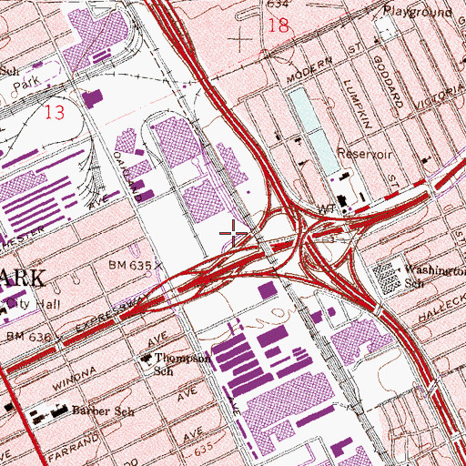 Topographic Map of Highland Park Station (historical), MI