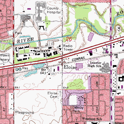 Topographic Map of Eloise Station (historical), MI
