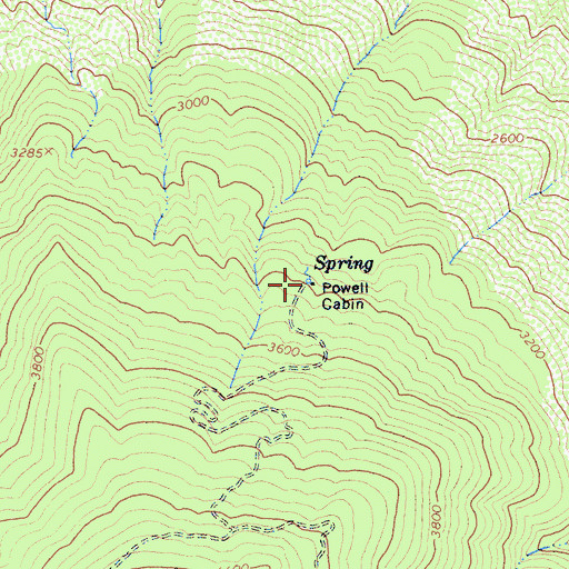 Topographic Map of Powell Cabin, CA