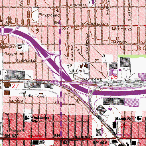 Topographic Map of Oak Station (historical), MI