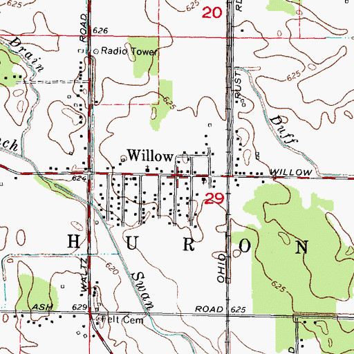 Topographic Map of Willow Post Office (historical), MI