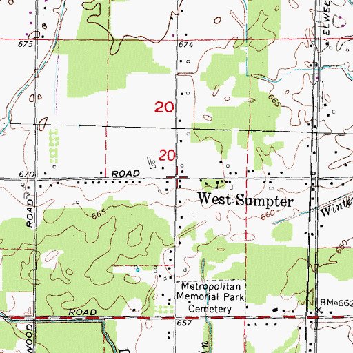 Topographic Map of West Sumpter Post Office (historical), MI