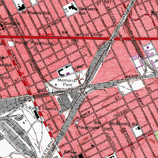 Topographic Map of West Detroit Post Office (historical), MI