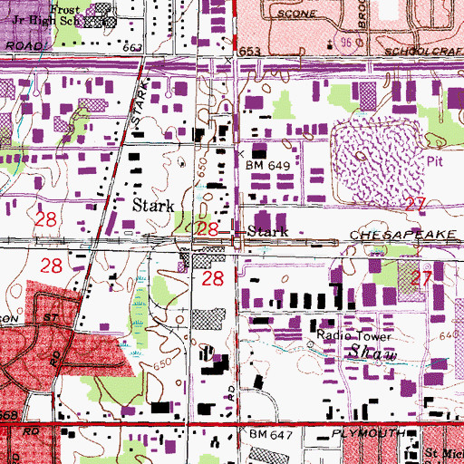 Topographic Map of Stark Post Office (historical), MI
