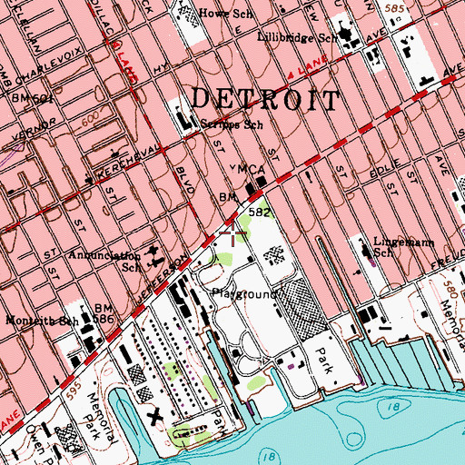 Topographic Map of Saint Clair Heights Post Office (historical), MI