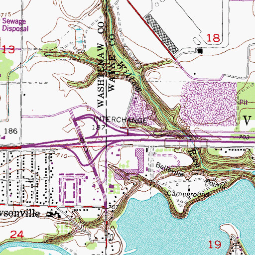 Topographic Map of Rawsonville Post Office (historical), MI