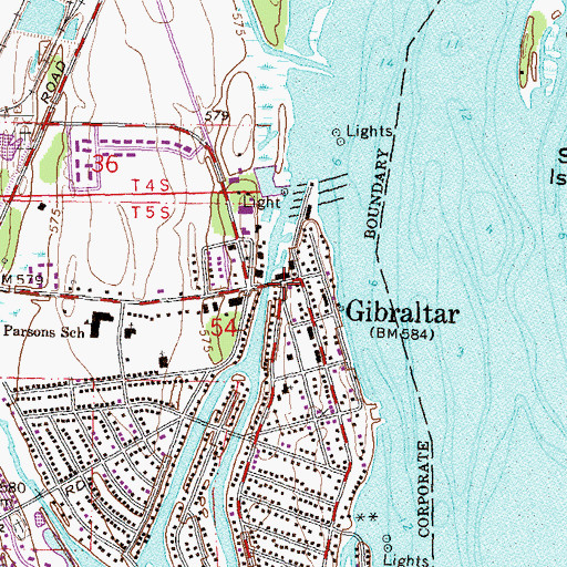 Topographic Map of Gibraltar Post Office (historical), MI