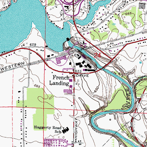 Topographic Map of Frenchlanding Post Office (historical), MI