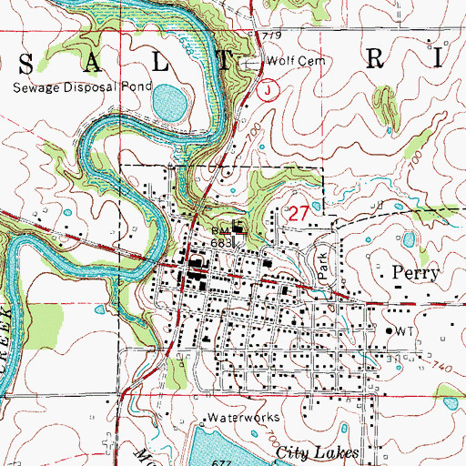 Topographic Map of Perry Elementary School (historical), MO