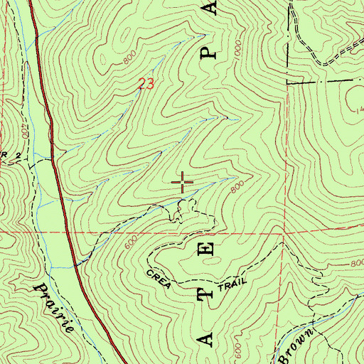 Topographic Map of Prairie Creek Redwoods State Park, CA