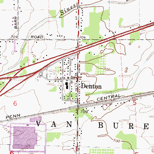 Topographic Map of Denton Post Office (historical), MI