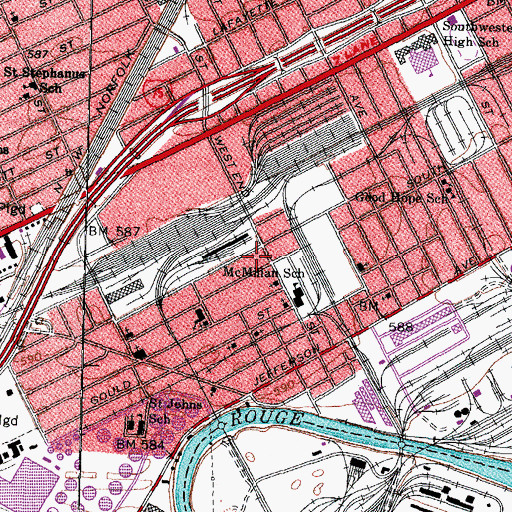 Topographic Map of Delray Post Office (historical), MI