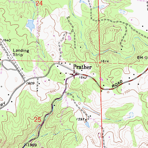 Topographic Map of Prather, CA