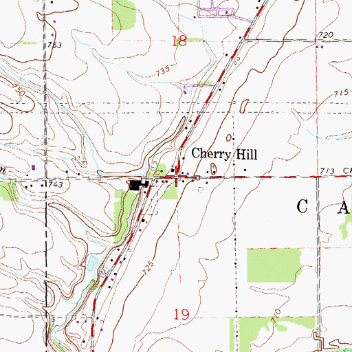 Topographic Map of Cherryhill Post Office (historical), MI