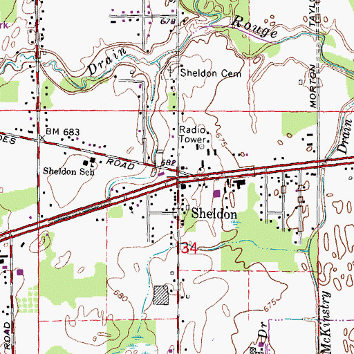 Topographic Map of Canton Post Office (historical), MI