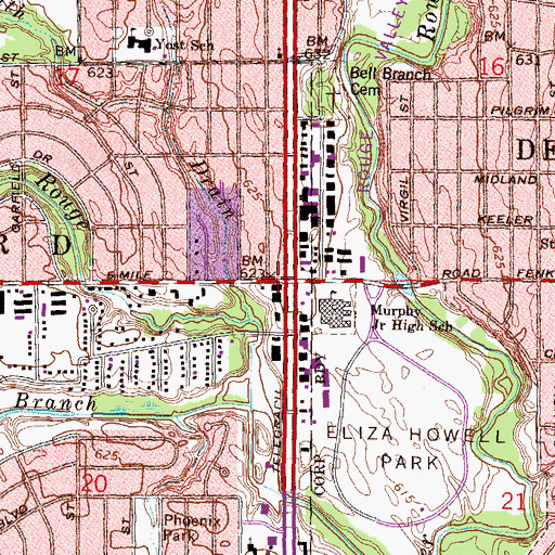 Topographic Map of Bell Branch Post Office (historical), MI