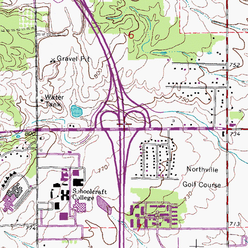 Topographic Map of Interchange 169A, MI