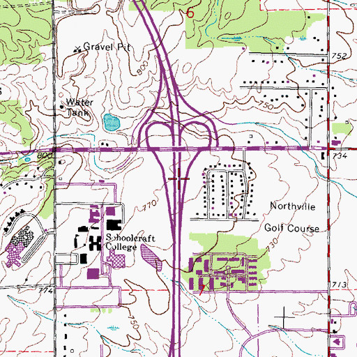 Topographic Map of Interchange 169B, MI