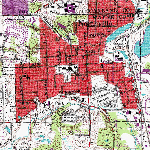 Topographic Map of Northville Post Office, MI