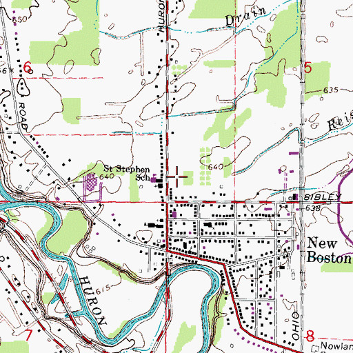 Topographic Map of New Boston Post Office, MI
