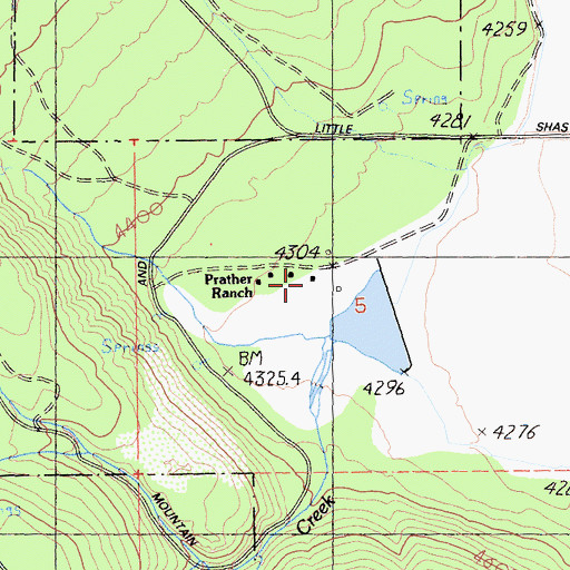 Topographic Map of Prather Ranch, CA