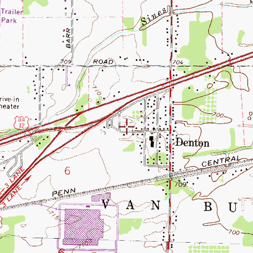 Topographic Map of Denton Cemetery, MI
