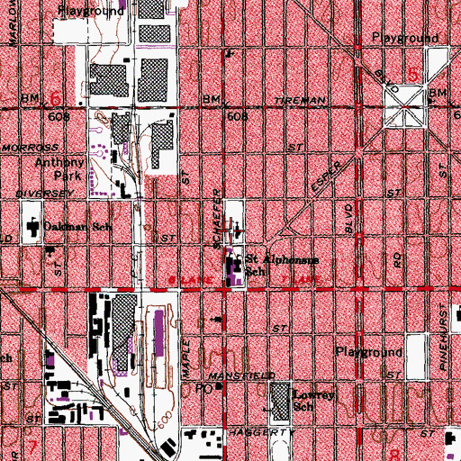 Topographic Map of Saint Alphonsus' Catholic Church Cemetery, MI
