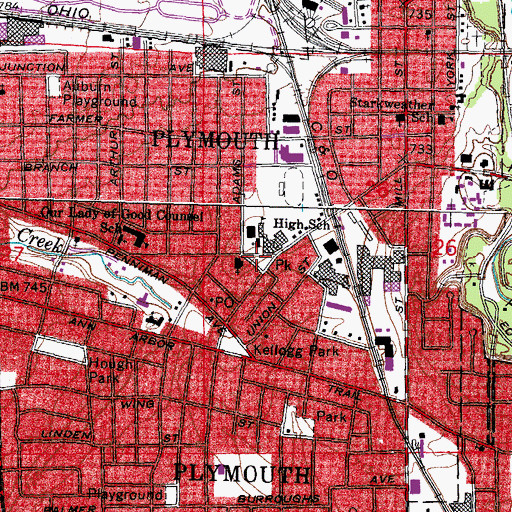 Topographic Map of Presbyterian Church Cemetery, MI