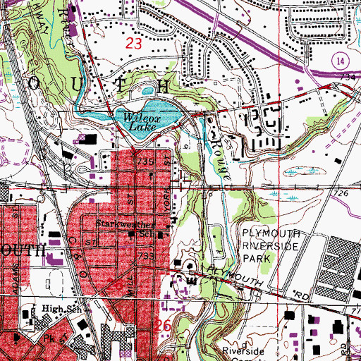 Topographic Map of North Plymouth Cemetery, MI