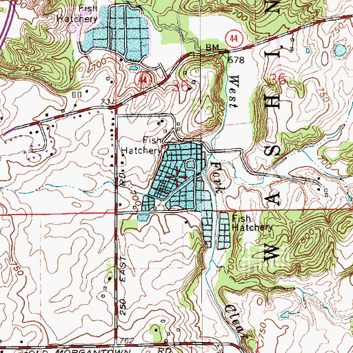Topographic Map of Clear Creek Fisheries, IN