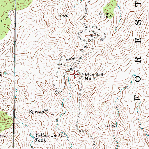 Topographic Map of Blue Bell Mine, AZ