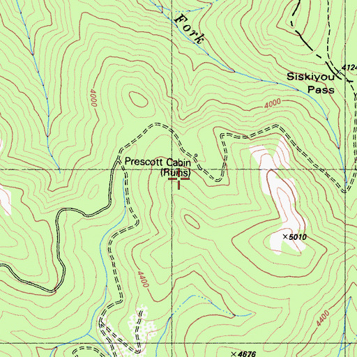 Topographic Map of Prescott Cabin, CA