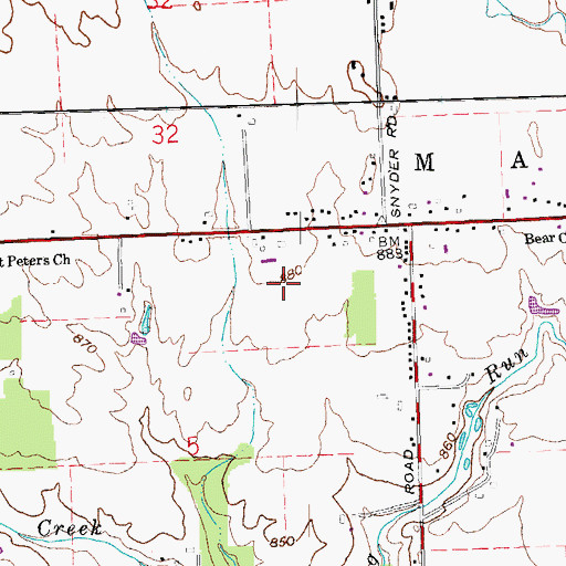 Topographic Map of Country Pines Tree Farm, OH