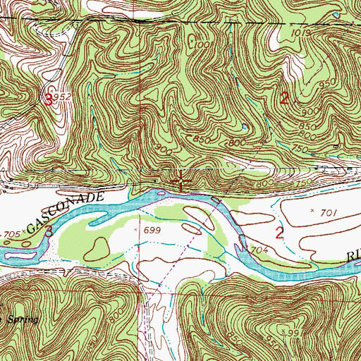 Topographic Map of Riverside (historical), MO