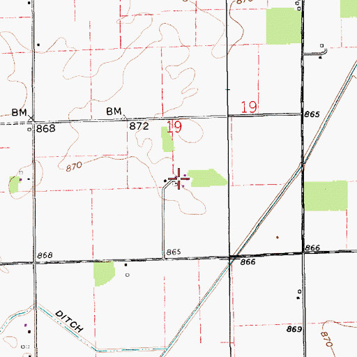 Topographic Map of Ripberger Farms, IN